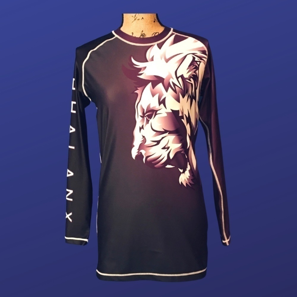 Phalanx ATHLETICS Rash Guard, Long Sleeves, PURPLE LIONHEART, EUC Vintage